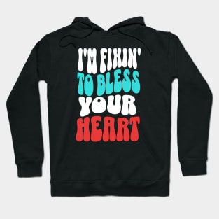 Retro "Fixin' To Bless Your Heart" Tee Shirt in Red, White, and Blue Hoodie